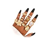 13-Piece Women's Stackable Rings Set: Versatile Styles: This 13-piece KC Golden stackable set includes baroque-style pearl rings, geometric bands, and chunky rings. Mix freely for daily wear or dates to create diverse looks effortlessly Baroque Style...