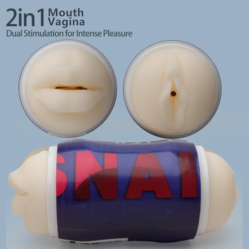 Image of 2-in-1 Dual-Ended Male Masturbator，Masturbation Cup, Male masterburbater，Penis Stroker, Pussy Sex, Oral Sex,Anal Sex 3 Mode Male Sex Toys (Blue)
