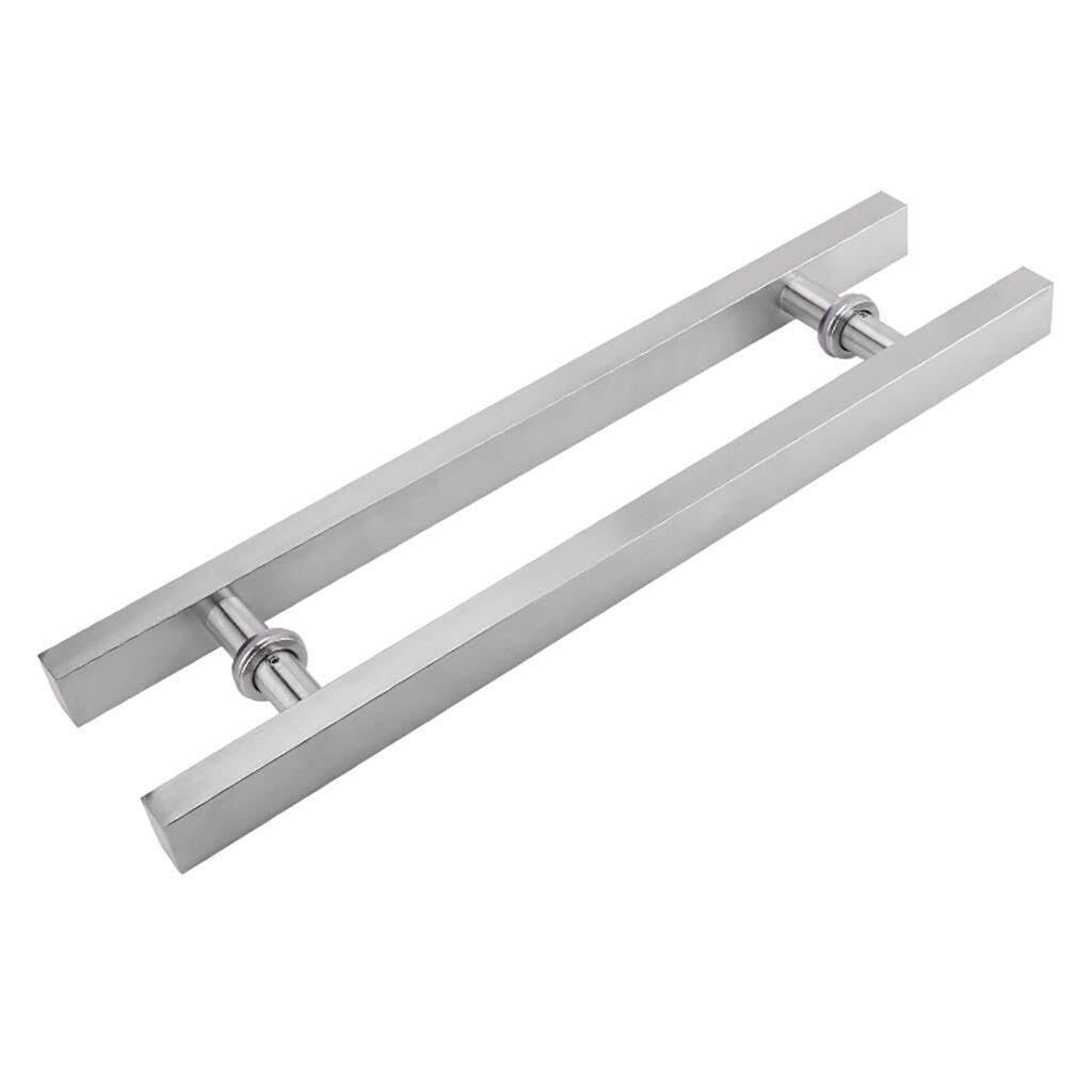 Tirador de puerta de acero inoxidable cepillado con tubo cuadrado de cristal para oficina, manija de puerta de madera, 8 tamaños (500 x 300 mm)