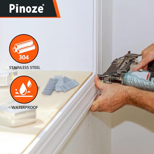 Image of PINOZE 18 Gauge Stainless Steel Brad Nails, 1200-Count (2 inch, 1-1 /4 inch, 3 /4 inch, 400 Per Size), 304 Stainless Steel Small Finishing Nail Gun Nails for Pneumatic, Electric Brad Nailer Gun