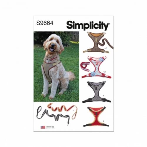 Simplicity SS9664A Dog Harness in Sizes S-M-L and Leash with Trim Options A, Multicolour, One Size Fits All