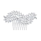 EVER FAITH Damen Haarkamm Österreichischer Kristall Simulierte Perle Hochzeit Blume Blatt Braut Haar Schmuck Klar Silber-Ton (Stil8)