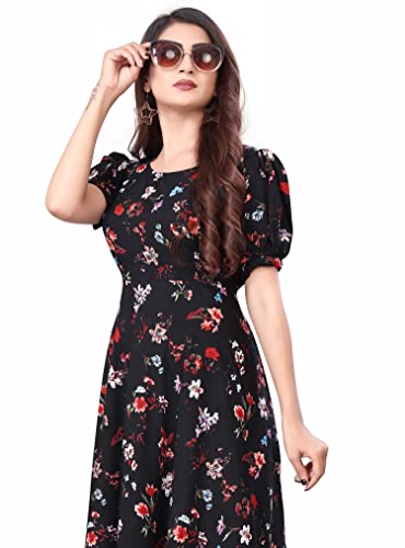 Image of FLARED ALINE MAXI DRESS WITH FLORAL PRINT FOR WOMEN
