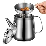 Verseur D'huile – Résistant À La Chaleur Et À La Poussière Avec Filtre | Pot De Filtre À Huile D'acier Inoxydable De Grande Capacité Pour La Maison Restaurant Salle À Manger Fête De Pique-nique Chef D