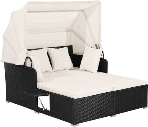GIANTEX Sofá Cama de Ratán con Cojines