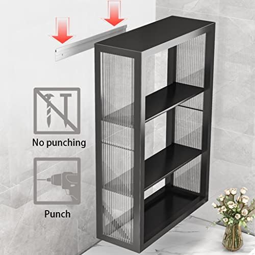 Black Bathroom Medicine Cabinet, Wall-Mounted Organizer, No-Punch Installation, Space-Saving Cupboard, 30x15x45cm, Modern Design for Home & Bathroom Storage Solutions.