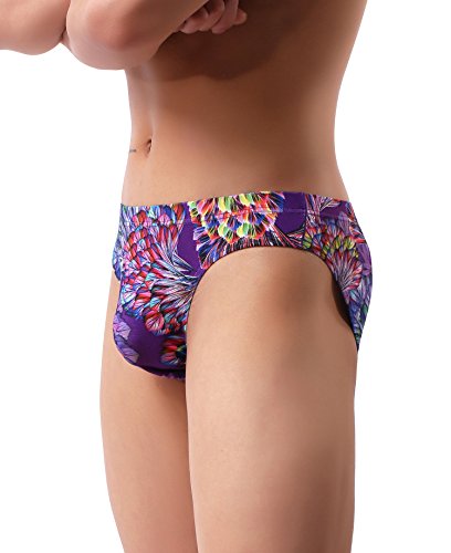 WINDAY Men's Briefs Ice Silk Triangle Bikinis Underwear print Breathable Briefs3