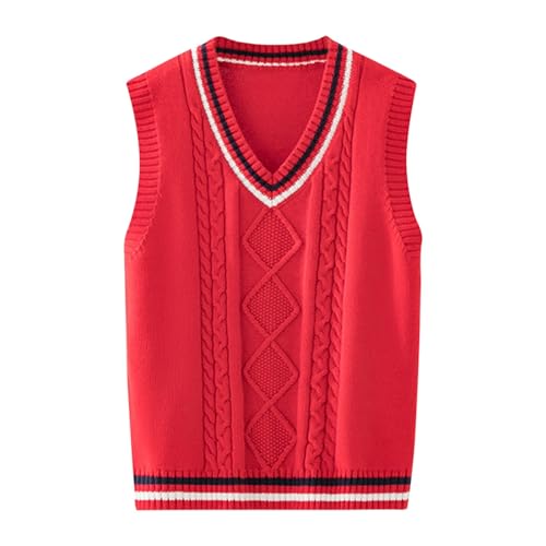 Knit Vest for Boys Girls V Neck Sweater Vest Sleeveless School Uniform Crop Top Pullover Knitwear Waistcoat Knit Tank Tops