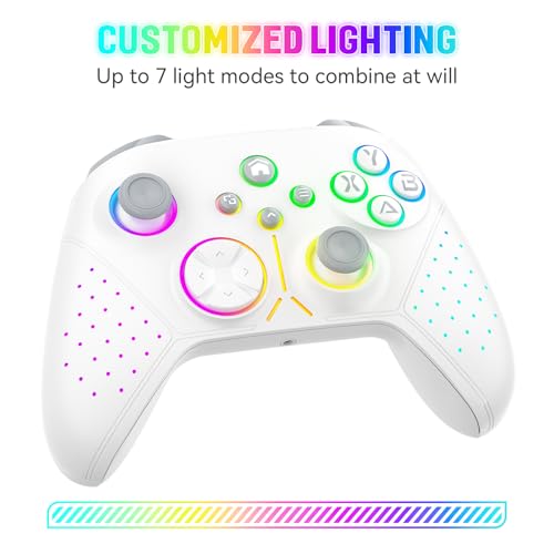 Dinosoo RGB Wireless Controller for Xbox Series X/S/Xbox One Android PC, Bluetooth Hall Effect Joysticks Dual Vibration Turbo Function 3.5mm Headphone Jack Macro Function - Thumbnail 2