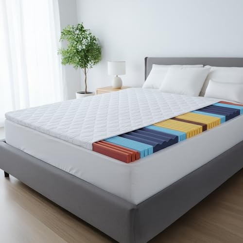 Matratzentopper 120x190 cm Matratzen Topper 5 Zonen Massage Hypoallergen Waschbarer Bezug - Ergonomischer Komfort für Sanftes Schlafen ohne Rückenschmerzen