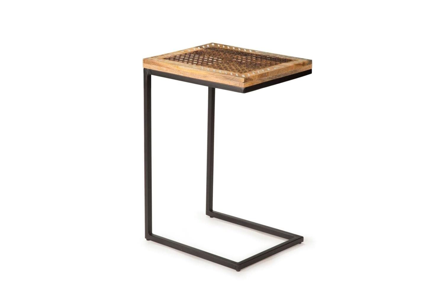 Steve Silver Parris Metal Accent Chairside Table in Natural and Black