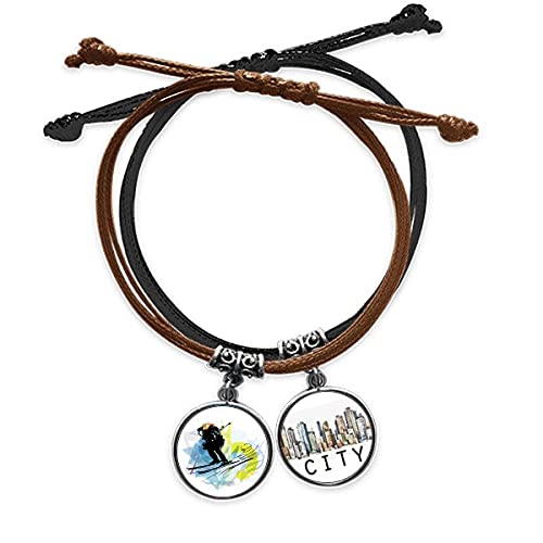 Bracelet cordon athlètes de sport en aquarelle et cuir Sidi