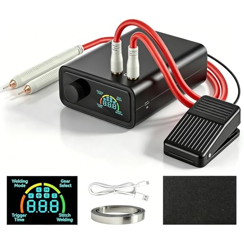 Soudeuse par Point sans Fil 11340 W, Poste à Souder avec Écran LCD, Bouton Rotatif, Pédale et Stylet, pour Batteries 5000 mAh, Soudure 0,1-0,4 mm DIY