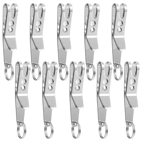 Gjinxi Deep Carry Pocket Clip, 10PCs Edelstahl Outdoor-Gürtel-Clip Hängende Clip-Schlüsselschnallen für Tasche, Mehrzweck-tragbare Tasche Clip für Schlüssel, Taschenlampen, Messer