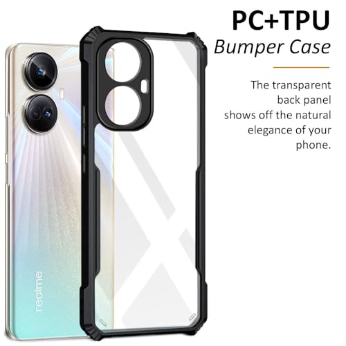 Image of WOW IMAGINE Back Cover for Realme 10 Pro Plus 5G - AirEDGE Technology | Crystal Clear Transparent Mobile Case Cover | Hard Bumper | Full Armor Shockproof Device & Camera Protection | Black