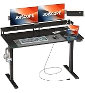 JOISCOPE Height-Adjustable Desk with Monitor Stand, Memory Height, Standing Desk with Outlets and...
