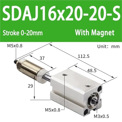 Cylindre pneumatique double effet SDAJ16 robuste pour levage précis - 3