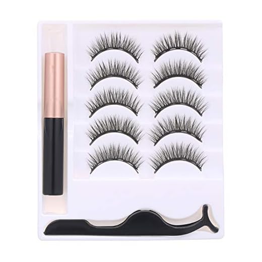 Zwbfu Conjunto de cílios postiços magnéticos com aplicador 5 pares preto cílios postiços magnéticos para cílios extensão maquiagem ferramentas