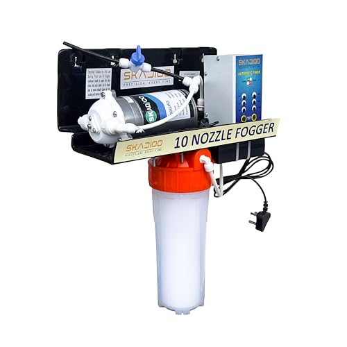 Image of SKADIOO Fogger Kit with 10 Nozzles for Dairy Farms, Restaurants, Cafes, and Outdoor Spaces - High-Pressure Misting System for Cooling, Humidity Control, and Dust Suppression