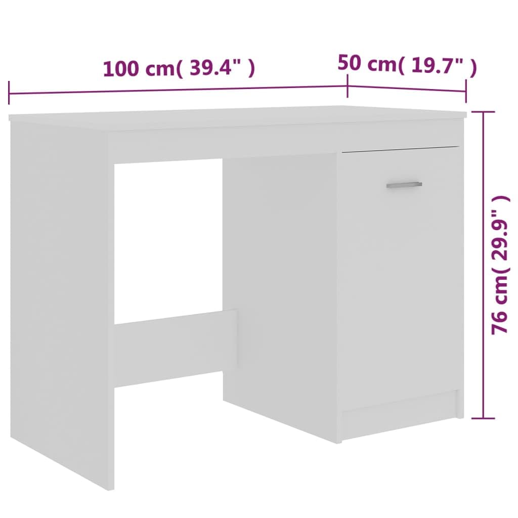 Scrivania bianca in legno 100 × 50 × 76 cm con armadio, per studio, ufficio, camera dei ragazzi, casa, organizzazione, mensola per giochi, postazione di lavoro