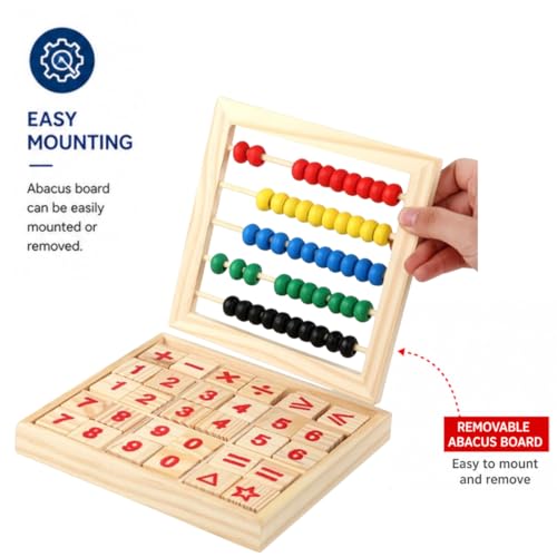 Image of LITTLEMIND Wooden Abacus Math Learning Toy for Kids 3+ Years | Counting Beads & Number Blocks | Montessori Educational Toy for Addition, Subtraction & Early Learning | STEM Preschool Toy