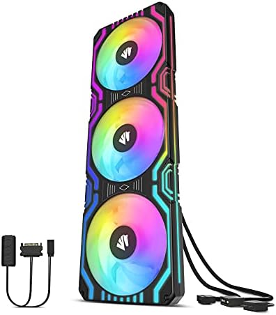 Asiahorse Matrix 360mm PC Fan, 56 Addressable LEDs RGB Fans, All-in-One Square Frame Integrated RGB Case Fan with MB Sync/Analog Controller, PWM Control Fan for Computer Case and Liquid Cooling System