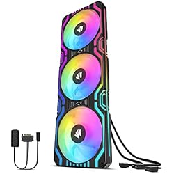 Asiahorse Matrix 360mm PC Fan, 56 Addressable LEDs RGB Fans, All-in-One Square Frame Integrated RGB Case Fan with MB Sync/Analog Controller, PWM Control Fan for Computer Case and Liquid Cooling System
