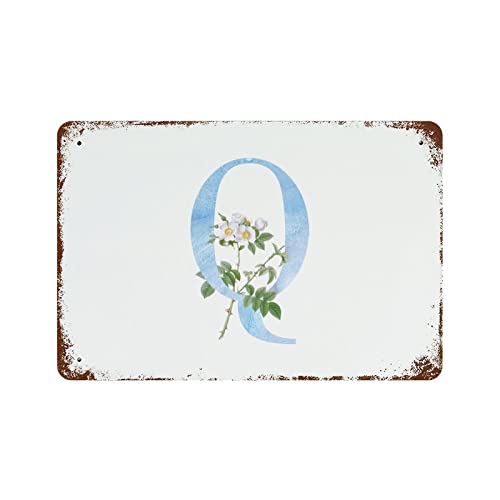 Panneau en métal monogramme floral Q plaque décorative rustique