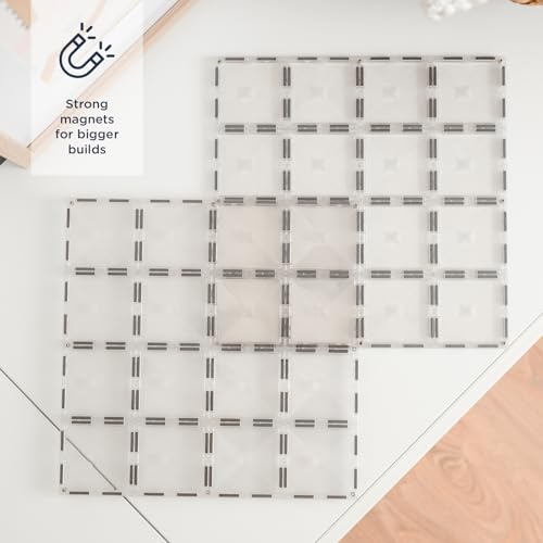 CONNETIX Magnetic Tiles Clear Base Plate Pack, 2 Pieces, Transparent, 30 cm x 30 cm - Image 2