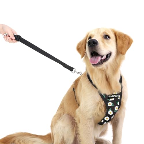 VavoPaw Dog Seat Belt, Safety Vest Dog Car Harness with Adjustable Buckle Dog Seat Belt for Vehicle Nylon Pet Safety Seat Belts Heavy Duty(L, Black Daisy) - Thumbnail 6