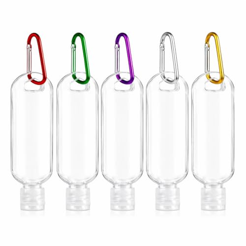 5PCS Leakproof Travel Bottles with Keychain, 50ml for Hand Sanitiser