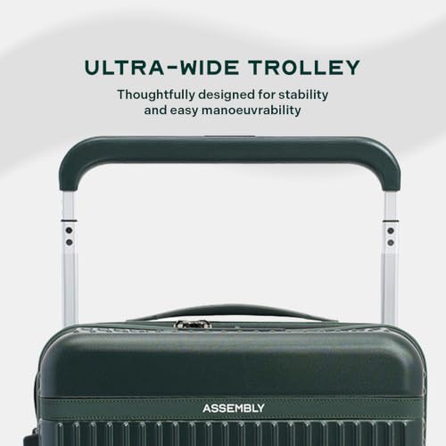 Image of Assembly Rover 20 Inch (55cm) Cabin Trolley Bag Hard Shell Polycarbonate Suitcase Wide Trolley Design with TSA Lock 8 Spinner Wheels Carry On Luggage Green
