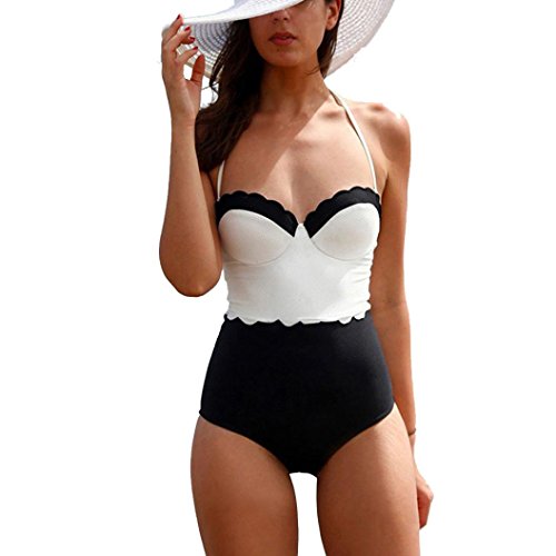 Preisvergleich Produktbild Btruely Badeanzug Damen Bauchweg Push Up Monokini Strand Mode Bademode Strandkleidung Badebekleidung (M, Weiß)