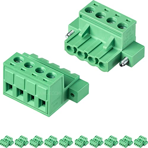 Jandeccn 10Pcs 4 Pin 5.08Mm Pitch Pcb Screw Terminal Block Phoenix Type Connector With 10Pcs 4 Pin Plug #TOP6
