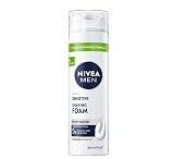 Nivea Men Sensitive Shaving Foam 0% alcool cura della pelle, 200ml