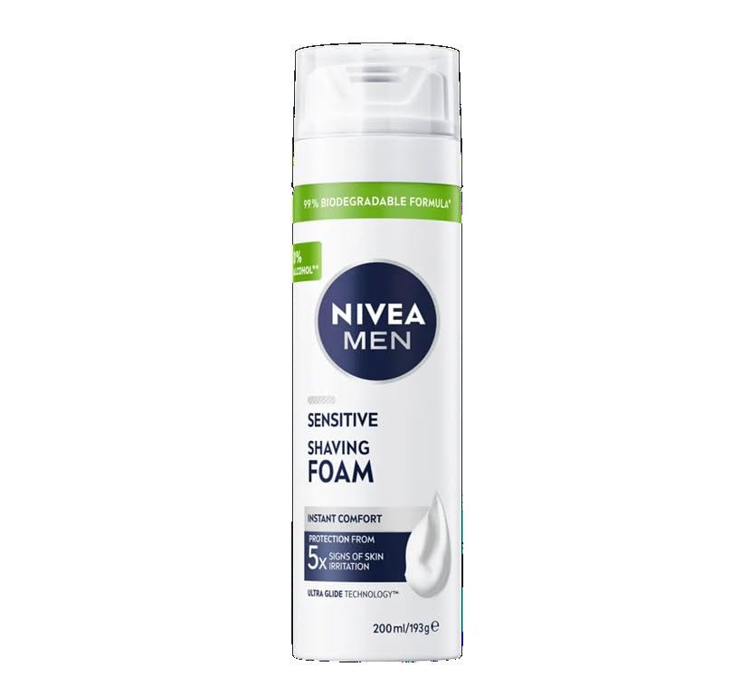 NIVEA MEN Shaving Foam For Sensitive Skin, 200 milliliters