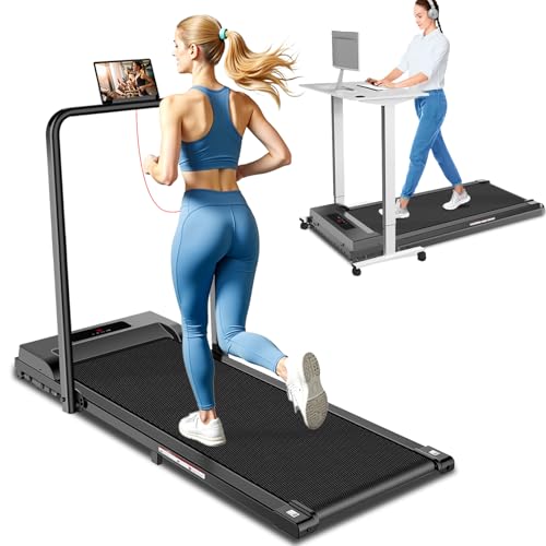 Walking Pad with Handle Bar, 3 in 1 Under Desk Treadmills with Remote Control, Electric Compact...