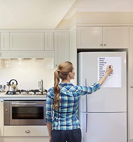 DumanAsen 16 x 12 inch Magnetic Dry Erase Whiteboard Sheet for Fridge, White Board Organizer and Planner with Stain Resistant Technology, Include 4 Markers