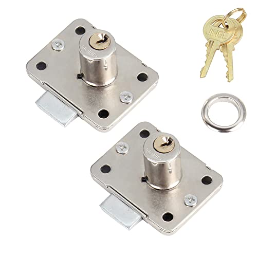 Serrature di Sicurezza per Armadietti Set di 2 Serrature per Cassetti, 48 * 36mm Serrature a Camma per Armadietti con Chiavi Universali per Casa Domestico Ufficio Schedario Cassetta Postale Mobili