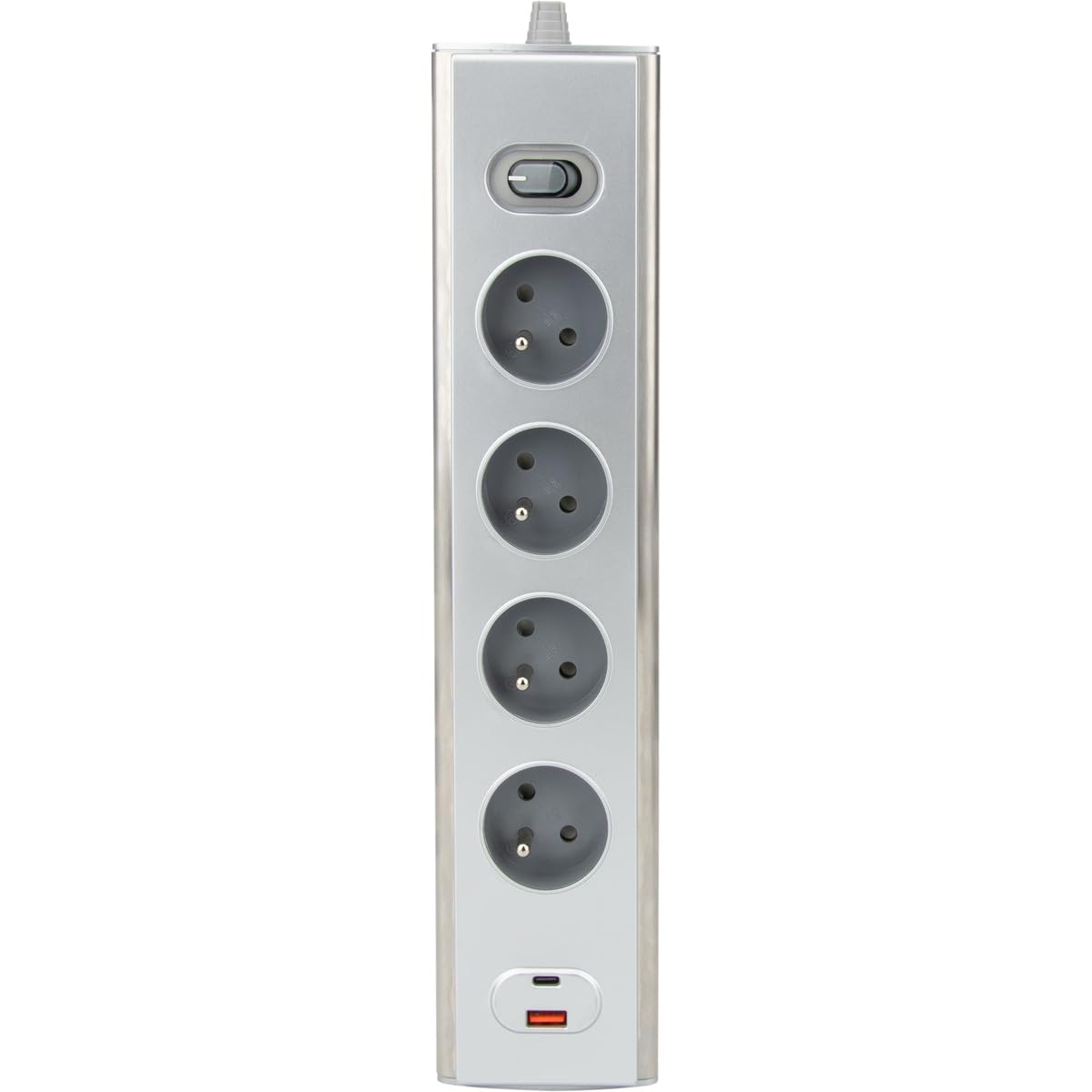 Otio - Bloc multiprise d'angle 4x16A + 2 USB A + C 20W + Interrupteur - INOX