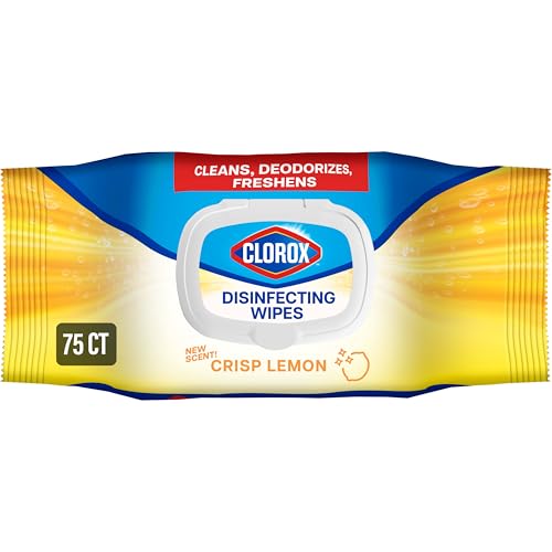 Clorox Disinfecting Wipes, Bleach Free Cleaning, Crisp Lemon, 75 Count (Pack May Vary)