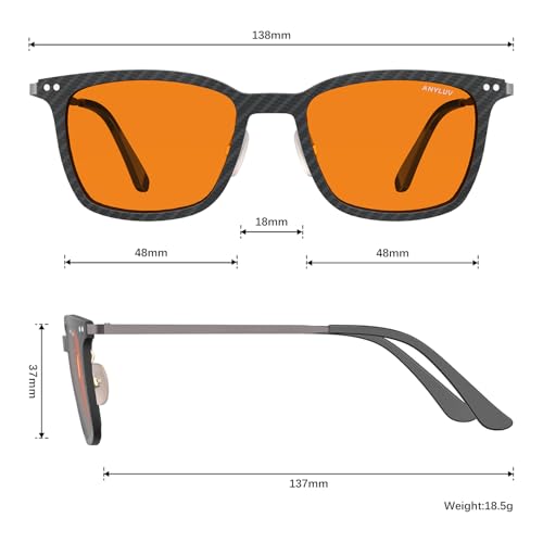 Image of Blue Light Glasses Men, Stylish Square Carbon Fiber Eyewear, Anti Eyestrain, Lightweight Mens Computer Gaming Glasses