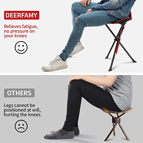 image for DEERFAMY Folding Camping Tripod Stools, Portable 3 Legs Tall Slacker C