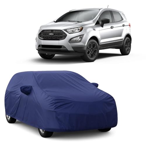 Image of Car Body Cover Compatible with Ford EcoSport | Water, Dust & UV Protection | Mirror Pockets | Elastic Grip | Triple Stitch Ford EcoSport Car Cover (Blue)