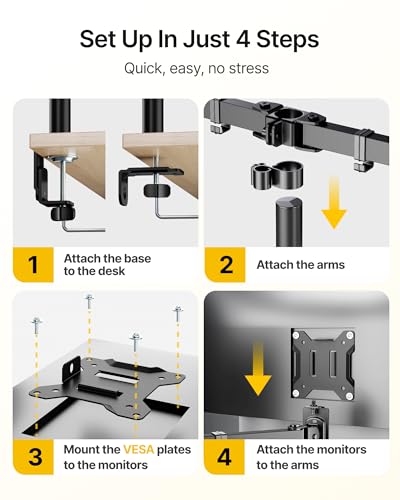 Image of monTEK Quad Monitor Stand for Four 17-32 inch Screens, 22 lbs Each