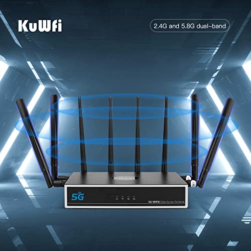 Kuwfi 5G Router With Sim Card Slot, Dual Band 1800Mbps Wifi-6 Wireless Routers Modem Support Hybrid Mesh+ Networking For 5G/4G Lte Internet Network #TOP3