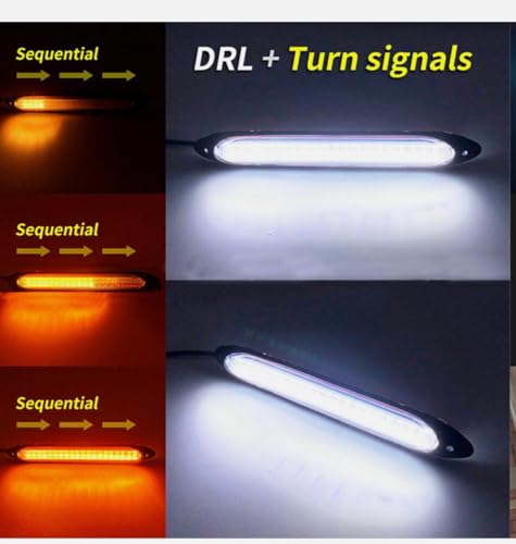 Image of AUTO MT 2PC SET LE.D Daytime Running Light 12V Universal LE.D Indicator Sequential Two-Tone Amber White - Yellow Car LE.D Strip Headlight DRL Daytime Running Light Waterproof DRL (15.5 cm)