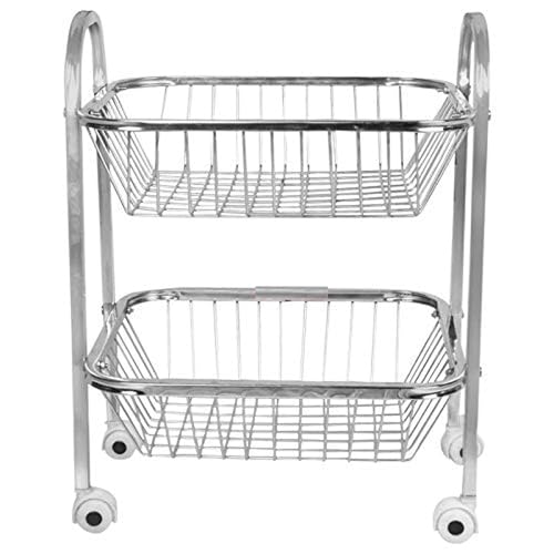 Image of Q13 Stainless Steel Fruit & Vegetable 2 Layer (Tier) Stand Kitchen Trolley /Vegetable Organizer for Onion Potato Rack