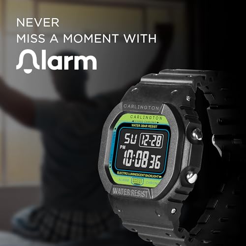 Image of Carlington Digital Sports Watch Dual Time, Alarm, Calendar, Stopwatch, Water-Resistant, Shock-Resistant, Back Light Display. The Perfect Watch for Men - CT 1801