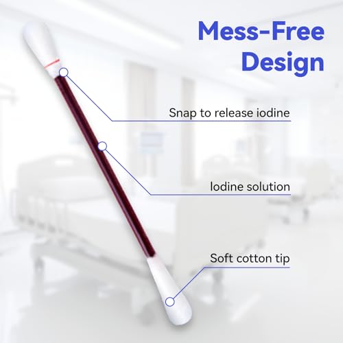 Image of First Aid Cotton Swabs with Povidone Iodine (50 Swabs) - Portable Skin Care, Includes Reusable PP Case | Travel, Home & Outdoor Use | Gentle for Adults & Kids